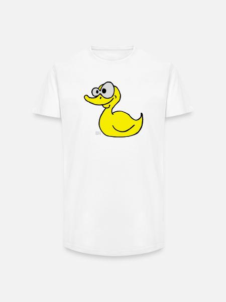 Whimsical Cartoon Duck Design - Long Fit Men's T-Shirt - white
