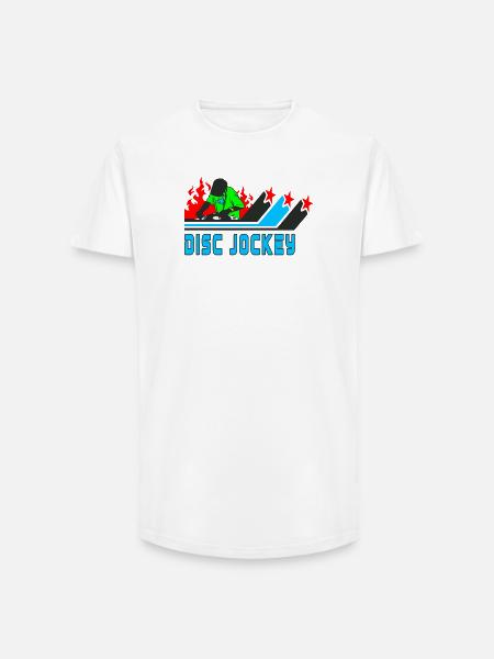 Disc Jockey / DJ / Cadeau / Idée cadeau - T-shirt coupe longue homme - blanc