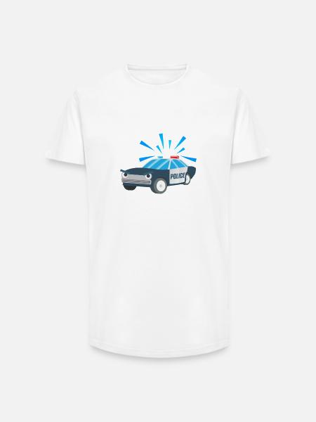 Børns shirt Politi bil Børns motiv Politi - Long fit herre T-shirt - hvid