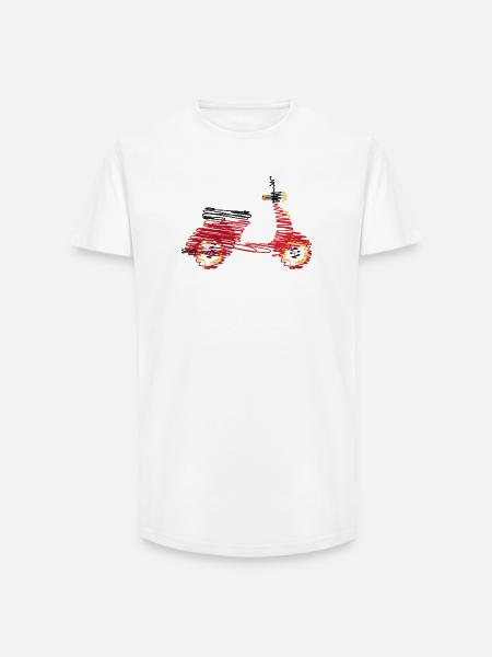 Scooter rétro – Dessin abstrait en gribouillis - T-shirt coupe longue homme - blanc