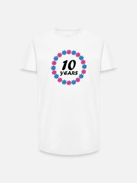 10 years - Long Fit Men's T-Shirt - white