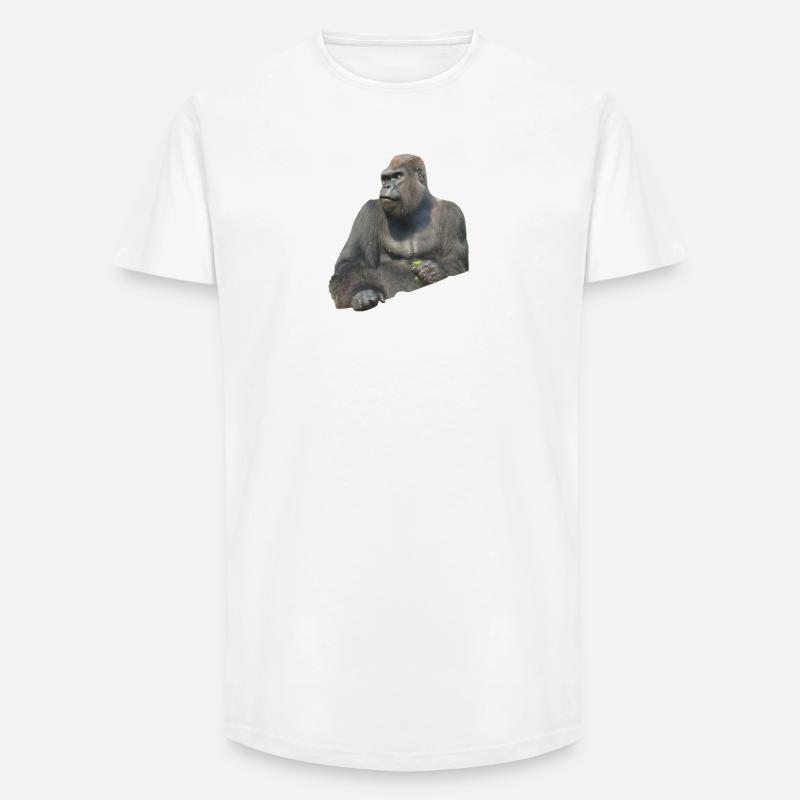 Gorilla - Long Fit Männer T-Shirt - Weiß