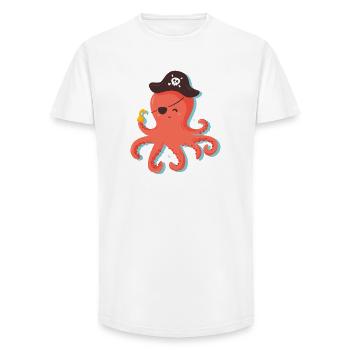 Pirate Octopus T-Shirt / A Pirate Squid - Long Fit Men's T-Shirt - white - Front - AI Model Male 185 light (185cm)