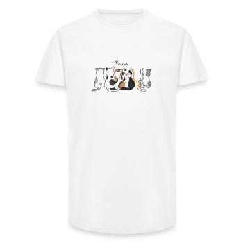 Katzenkreis der Calico-Freunde - Long Fit Männer T-Shirt - Weiß - Vorne - AI Model Male 185 light (185cm)