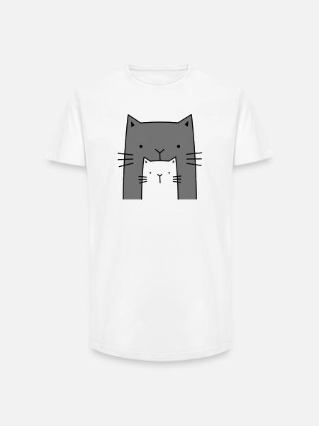 two cats - big and small cat - Long Fit Men's T-Shirt - white