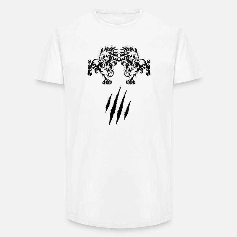 Löwe - Long Fit Männer T-Shirt - Weiß