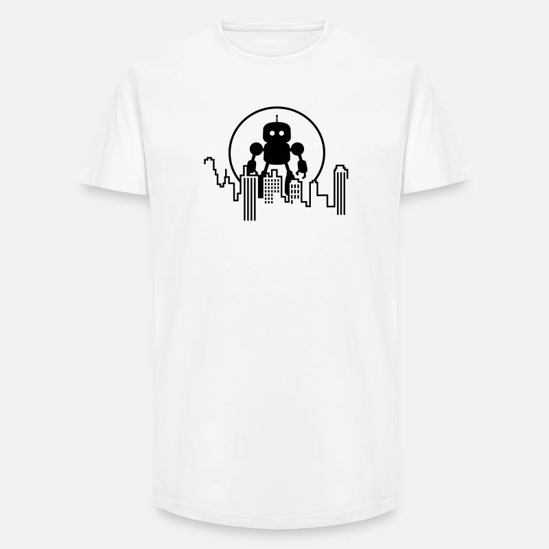 Futuristische Robot Skyline – Android - Long Fit Männer T-Shirt - Weiß