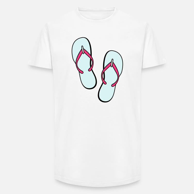 flip flops sommer beach strand party - Long Fit Männer T-Shirt - Weiß