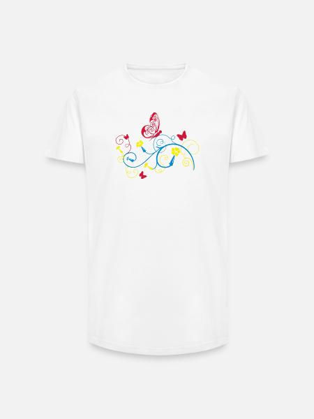 Schmetterling - Long Fit Männer T-Shirt - Weiß