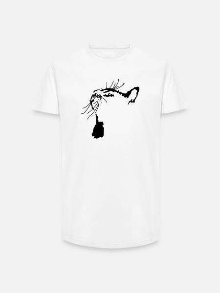 Cat - Long Fit Men's T-Shirt - white