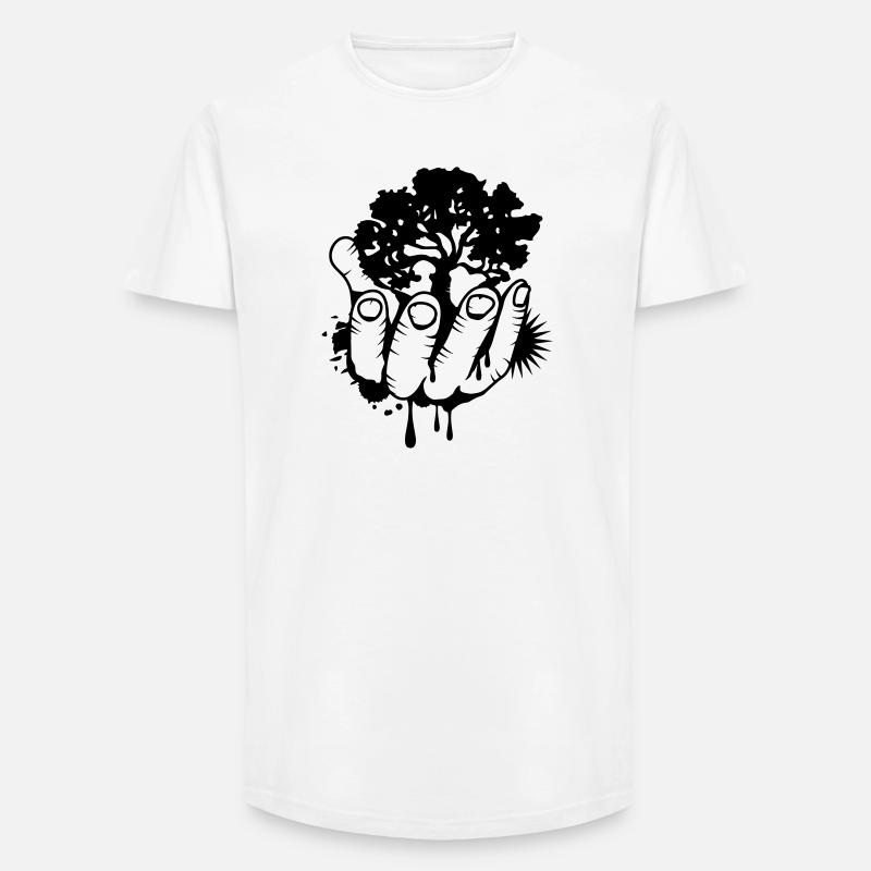 Ein Baum in einer Hand - Long Fit Männer T-Shirt - Weiß