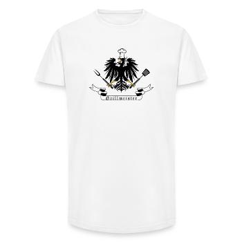 Maître de gril - T-shirt coupe longue homme - blanc - Devant - AI Model Male 185 light (185cm)