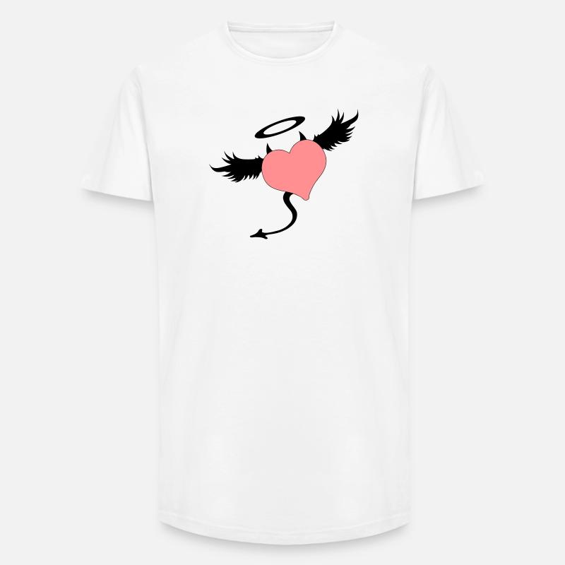 Halb Engel & Teufel - Long Fit Männer T-Shirt - Weiß