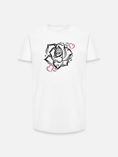 Rose Herzen Liebe Blume Blühen Romantisch - Long Fit Männer T-Shirt - Weiß