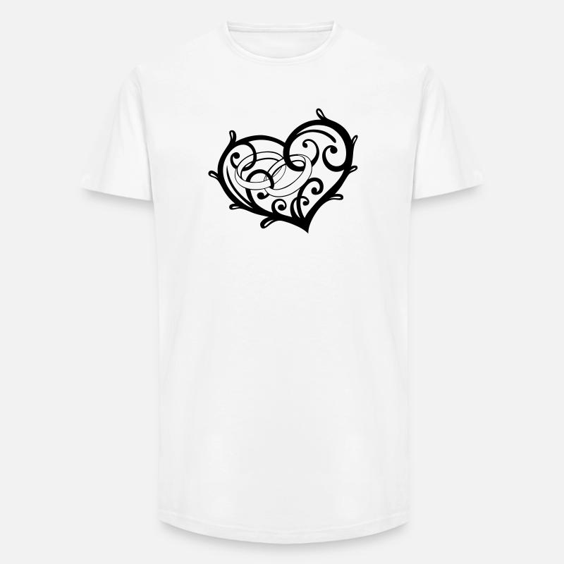 Cuore con anelli, matrimonio, nozze - T-shirt uomo a vestibilità lunga - bianco