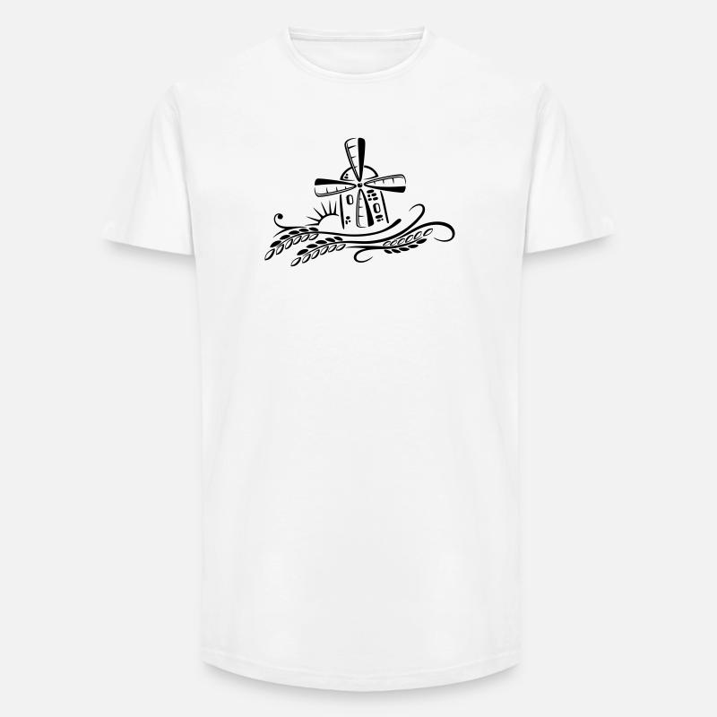 Windmühle Mühle Bäcker Getreide - Long Fit Männer T-Shirt - Weiß