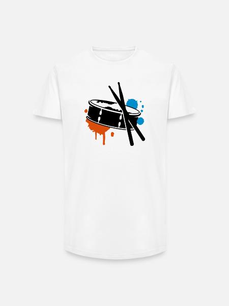 Trommel und Sticks - Long Fit Männer T-Shirt - Weiß