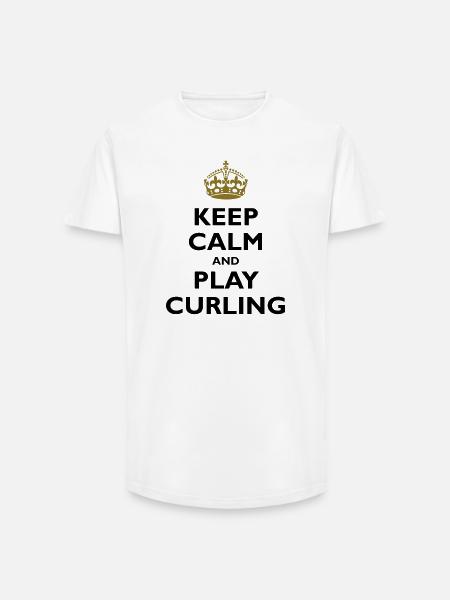Keep calm and play curling - Long Fit Men's T-Shirt - white