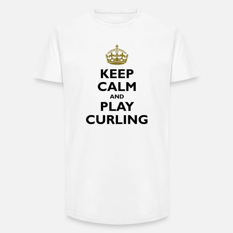 Keep calm and play curling - Long Fit Männer T-Shirt - Weiß