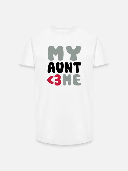 My aunt loves me - Long Fit Men's T-Shirt - white
