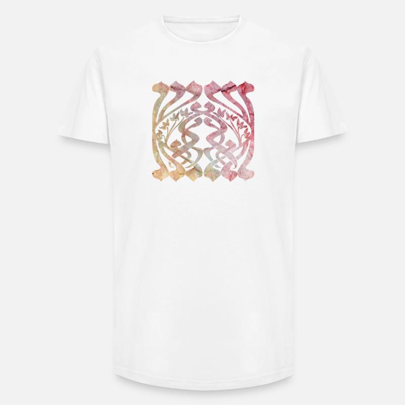Aquarelliertes Blättermuster mit floralem Design - Long Fit Männer T-Shirt - Weiß
