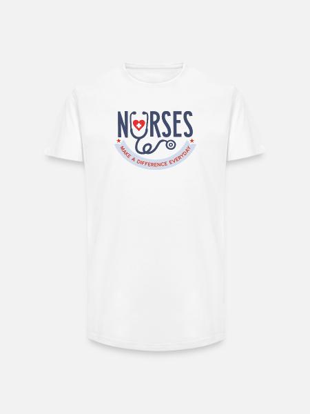 Nurses Make a Difference Everyday T-Shirt - Long Fit Men's T-Shirt - white