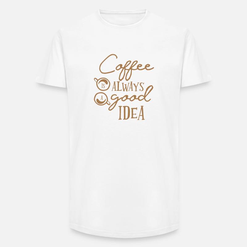 Kaffee - Long Fit Männer T-Shirt - Weiß