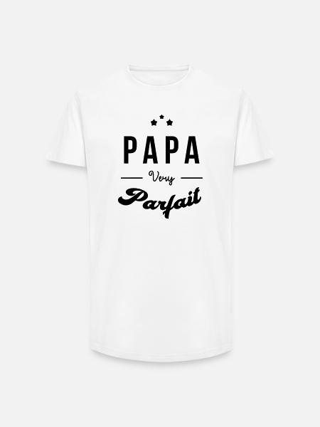 Papa - Fête des Pères - Anniversaire - Bébé - T-shirt coupe longue homme - blanc