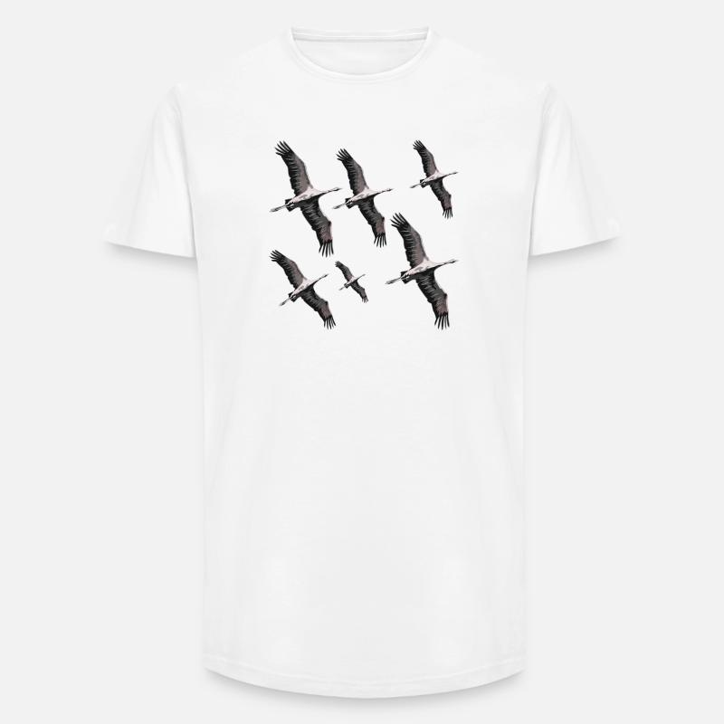Vogelzug Kraniche - Long Fit Männer T-Shirt - Weiß
