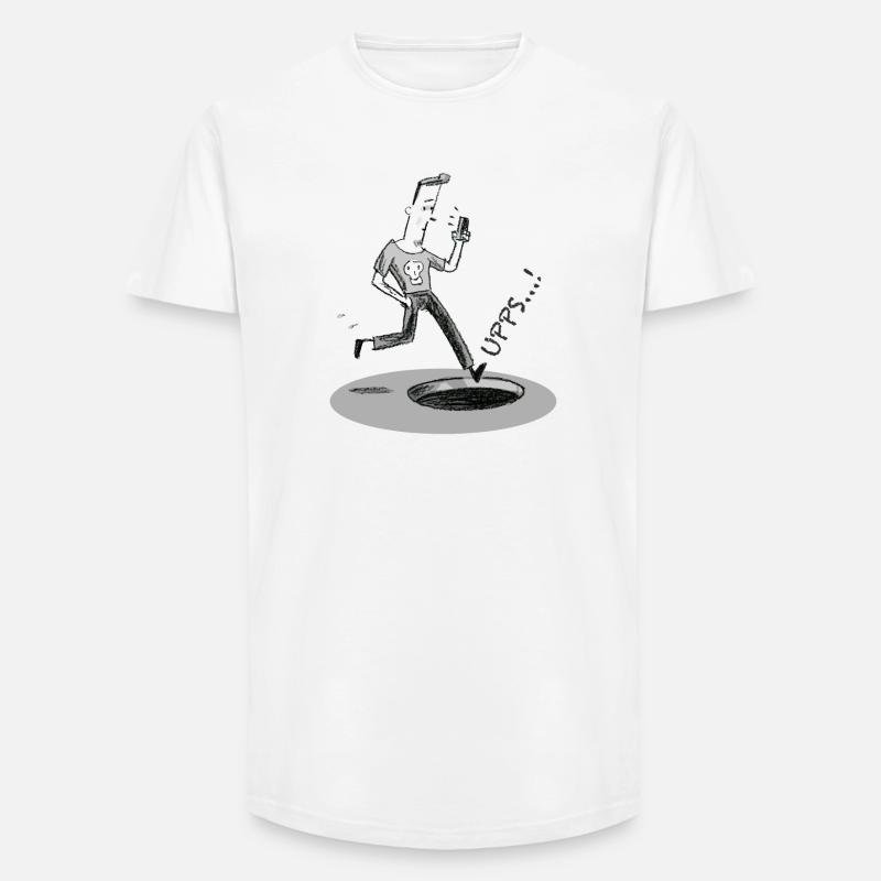 Sprung ins Loch mit Smartphone - Long Fit Männer T-Shirt - Weiß