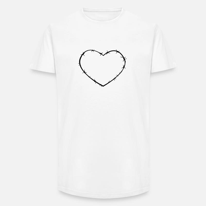 Stacheldraht-Herz - Long Fit Männer T-Shirt - Weiß