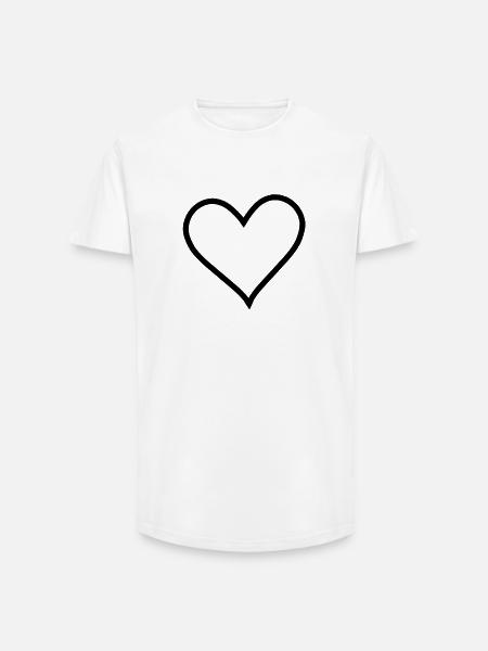 Corazón Símbolo Negro Corazones Oscuros Forma Mala - Camiseta long fit hombre de algodón - blanco