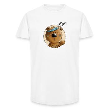 L’ours indien - T-shirt coupe longue homme - blanc - Devant - AI Model Male 185 light (185cm)