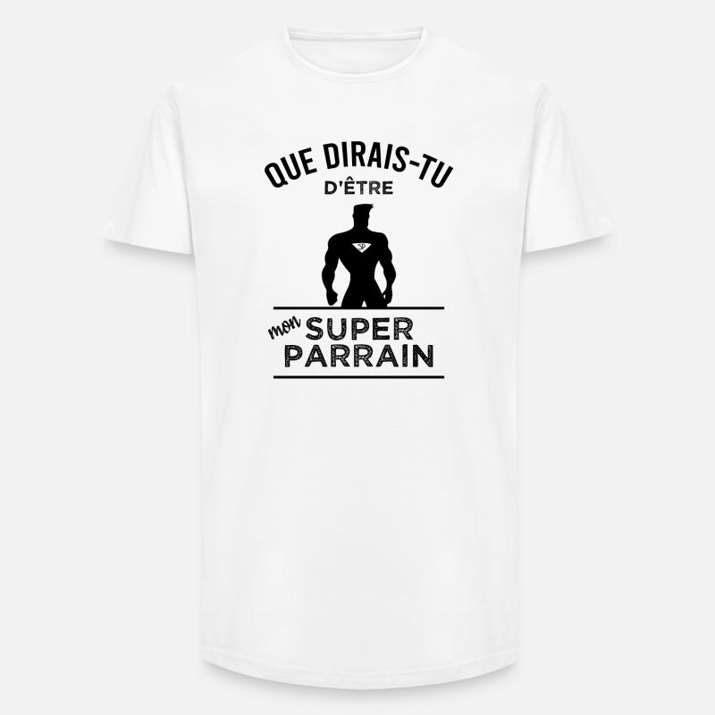 Deviens mon super parrain - T-shirt coupe longue homme - blanc