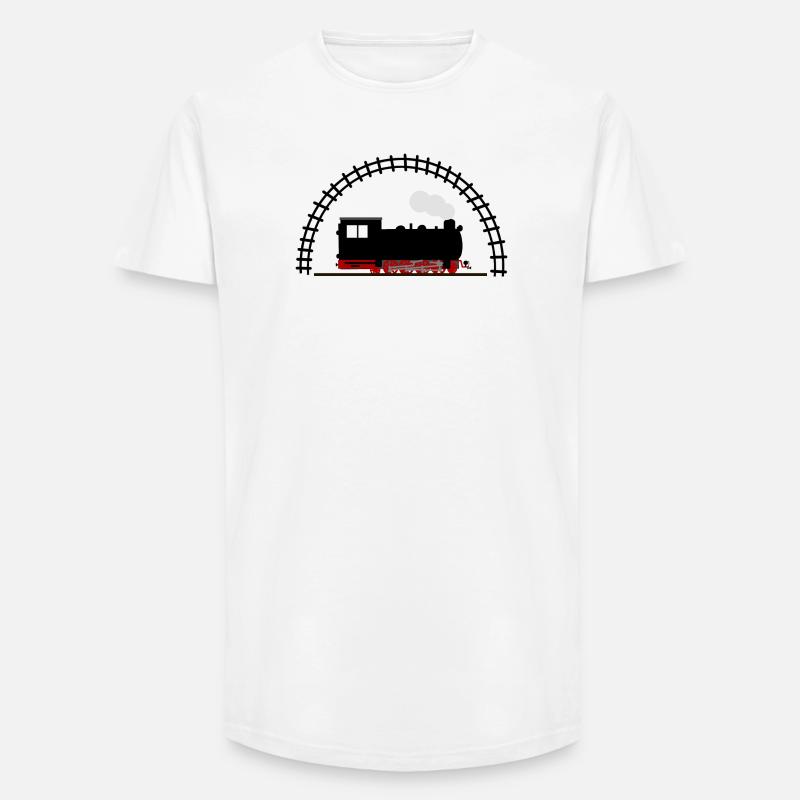 Dampflok Schiene Eisenbahn - Long Fit Männer T-Shirt - Weiß