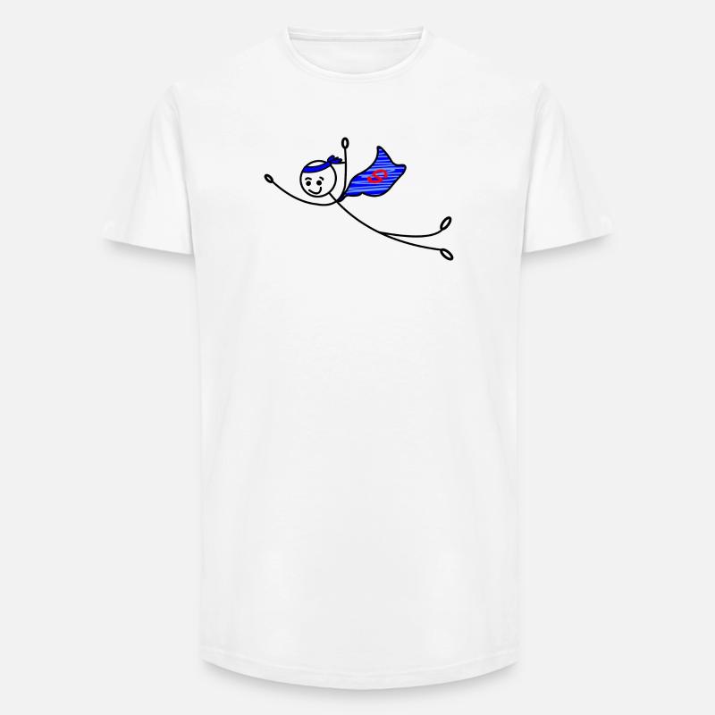 Superhelden-Strichmännchen - Long Fit Männer T-Shirt - Weiß