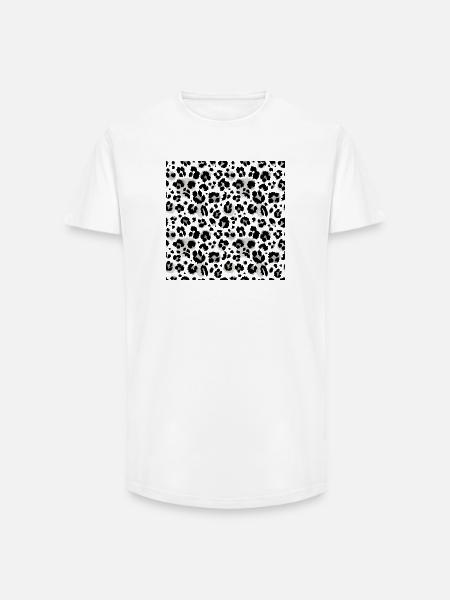 Pflegeleichter Animal-Print Schwarz-Weiß Muster - Long Fit Männer T-Shirt - Weiß
