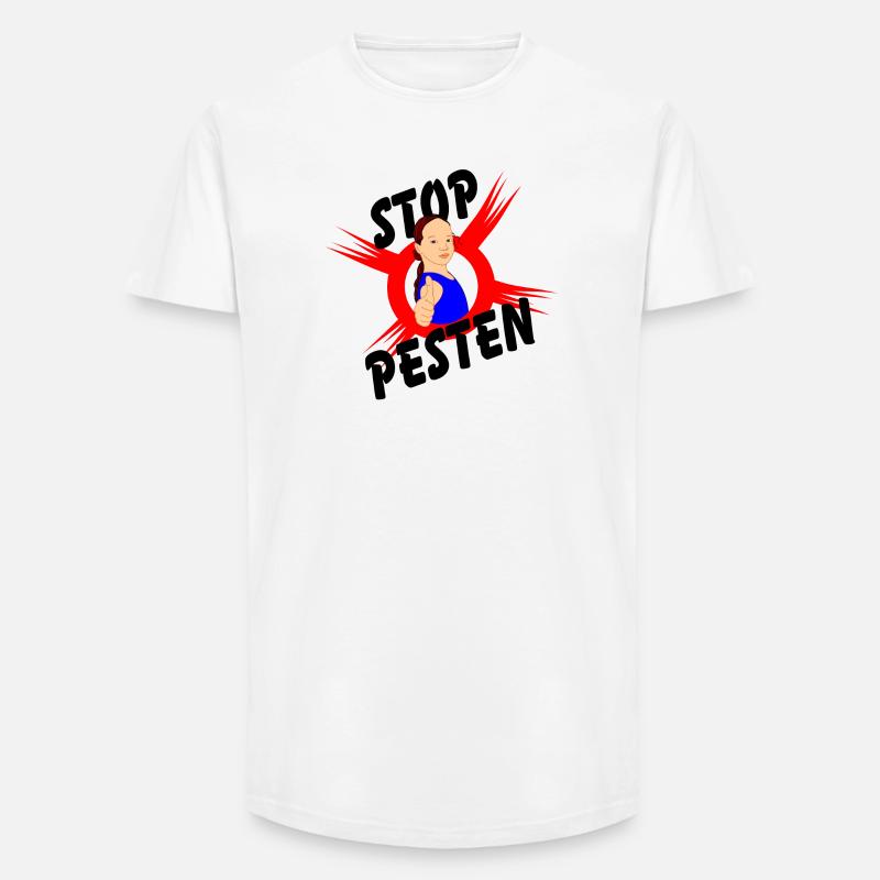 Stoppen Sie Mobbing Logo-Text STOP MOBBING' - Long Fit Männer T-Shirt - Weiß