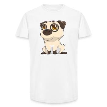 Cute pug with big eyes - Long Fit Men's T-Shirt - white - Front - AI Model Male 185 light (185cm)