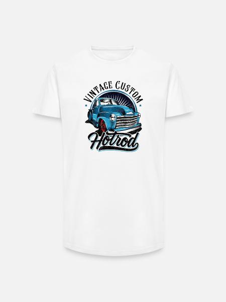 Blue Hotrod Oldtimer-Grafik - Long Fit Männer T-Shirt - Weiß