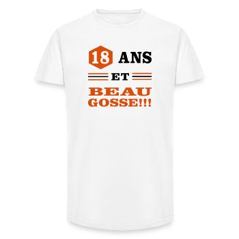 18 ANS ET BEAU GOSSE - T-shirt coupe longue homme - blanc - Devant - AI Model Male 185 light (185cm)
