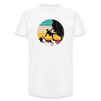 Grimpeur sous les bandes du coucher de soleil - T-shirt coupe longue homme - blanc - Devant - AI Model Male 185 light (185cm)