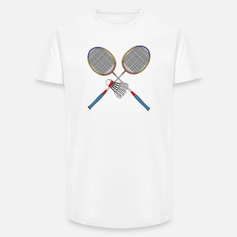 Badmintonschläger und Shuttle - Long Fit Männer T-Shirt - Weiß