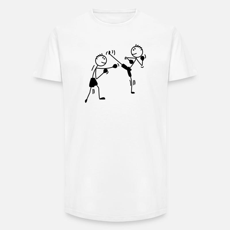 Kickboxen High Kick und Schläge - Long Fit Männer T-Shirt - Weiß