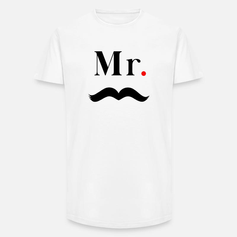 Herr Schwarzer Schnurrbart - Long Fit Männer T-Shirt - Weiß