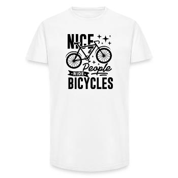 Des gens sympas font du vélo en disant - T-shirt coupe longue homme - blanc - Devant - AI Model Male 185 light (185cm)