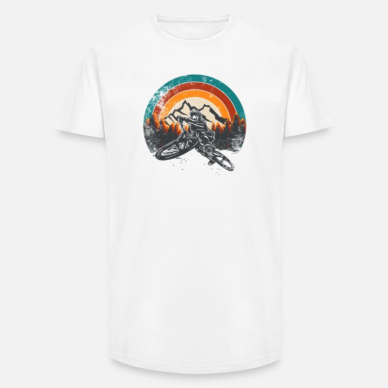 Retro Mountain MTB Sunset - Long Fit Männer T-Shirt - Weiß