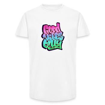 Graffiti Good Vibes Only tagging - Long Fit Männer T-Shirt - Weiß - Vorne - AI Model Male 185 light (185cm)