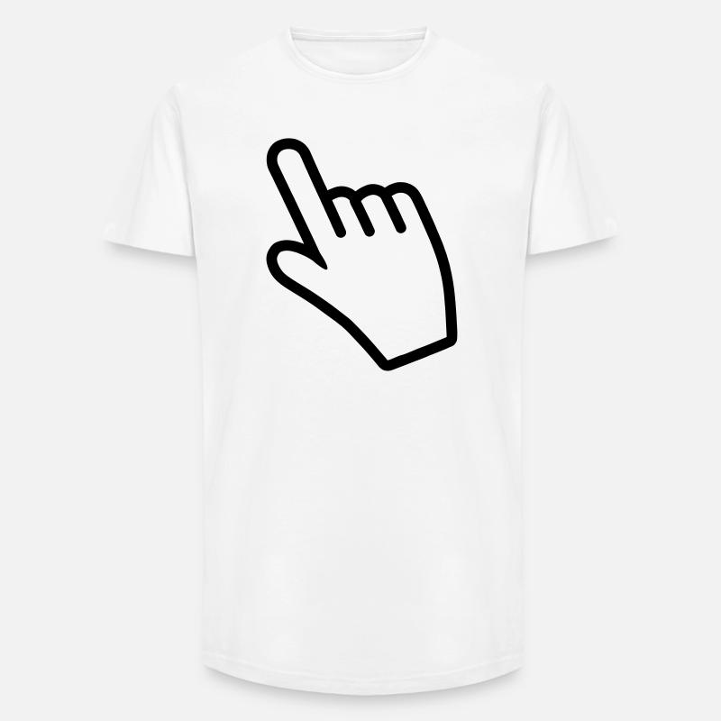 Main pointant quelque chose avec l’index - T-shirt coupe longue homme - blanc