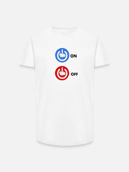 Middle finger ON and OFF - Long Fit Men's T-Shirt - white